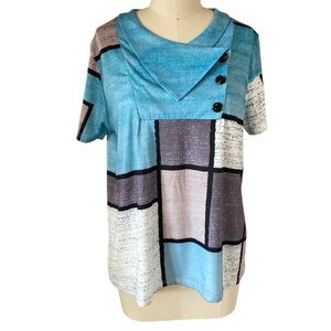NWT Exclusive ❤️ Retro Color Block Women's Top with Button Detail
